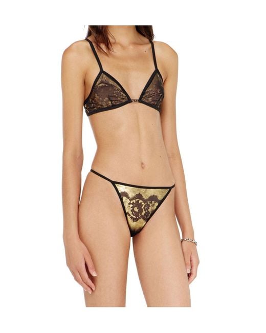 DIESEL Brown Stretch-Tulle Bra With Metallic Effect