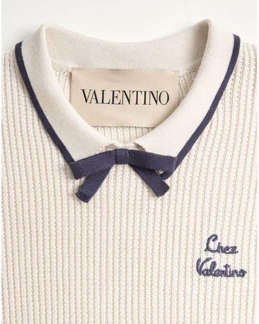 Valentino Natural Bow Detailed Short-Sleeved Jumper
