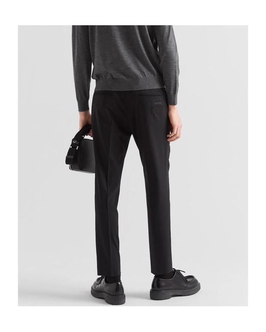 Prada Black Wool Belt Loop Casual Pants for men