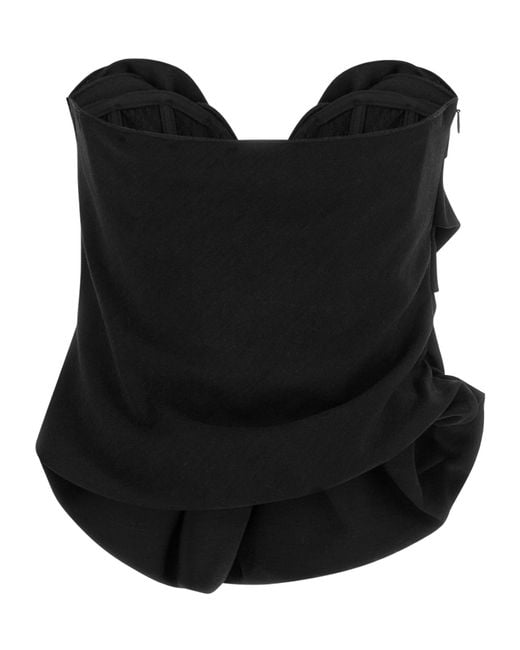 Magda Butrym Black Minimal Off-Shoulder Bustier