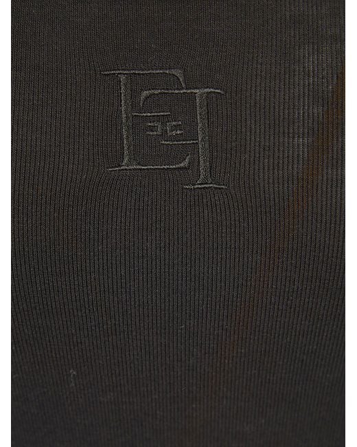 Elisabetta Franchi Black Logo Ribbed Tank Top