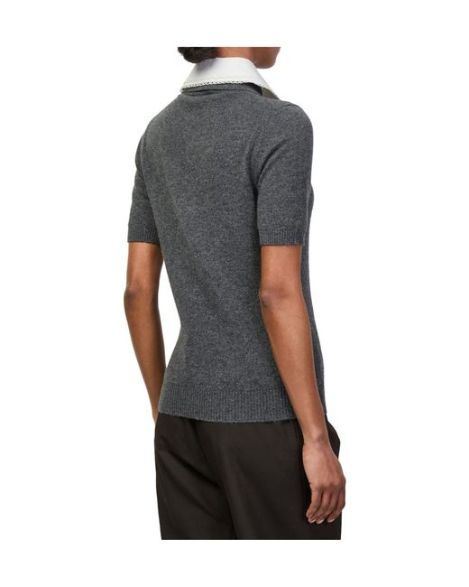 Miu Miu Gray Polo Shirt With Peter Pan Collar