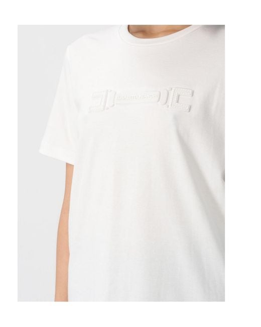 Elisabetta Franchi White Loose Fit Crewneck T-Shirt