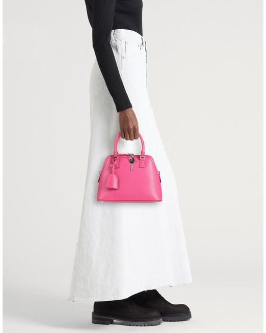 Maison Margiela Pink Medium Plain Leather Bowling Bag