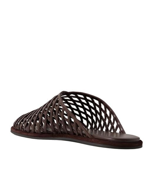 Neous Black Solid Color Leather Slippers