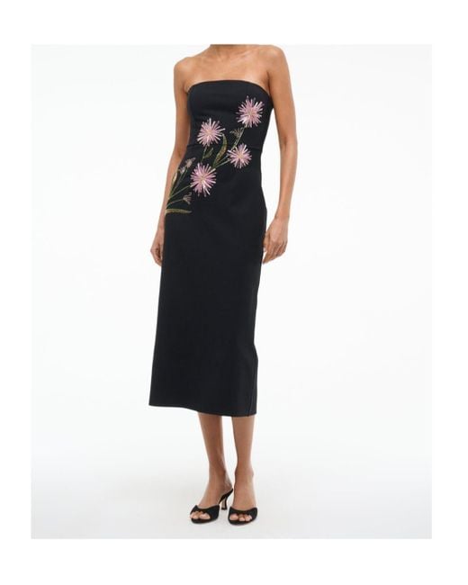 Staud Black Off-The-Shoulder Midi Dress