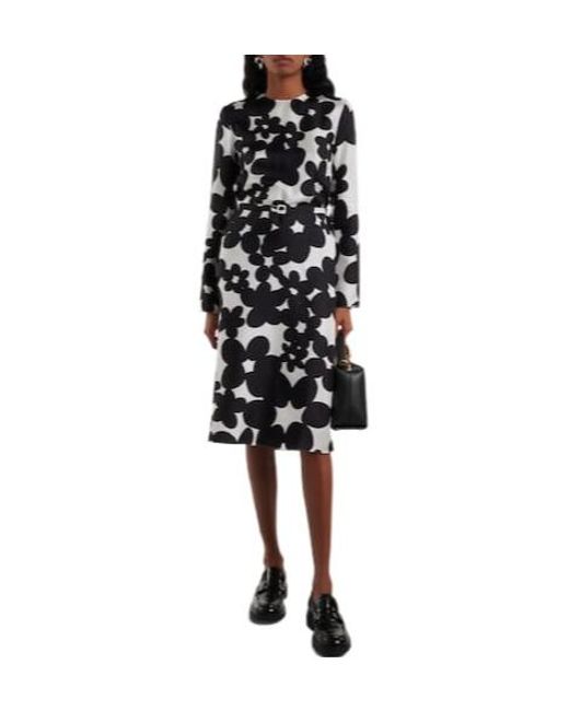 Marni White Printed Silk Midi Dress