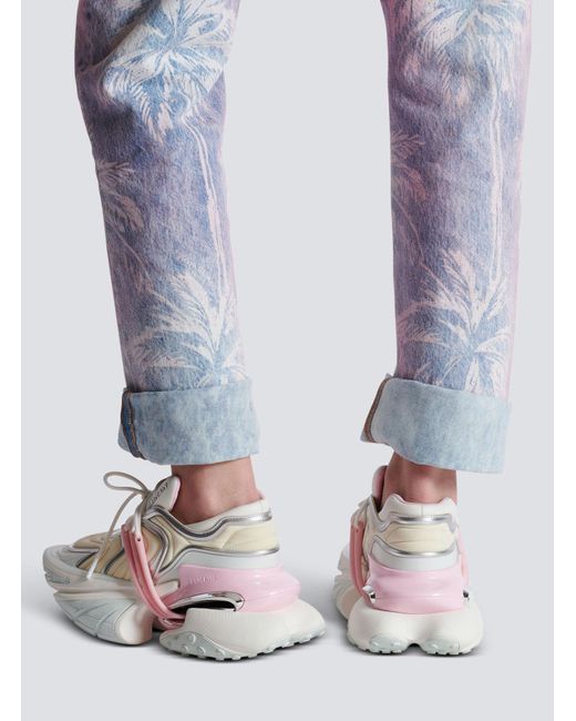 Balmain White Wave Design Sneaker For