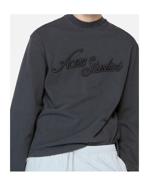 Acne Gray Logo Long-Sleeve T-Shirt for men
