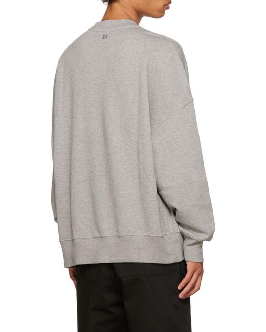 AMI Gray Logo-Embroidered Oversize Sweatshirt for men