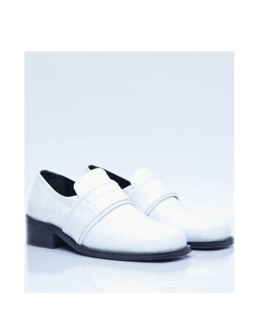 By Far White Embossed Round Head Loafers