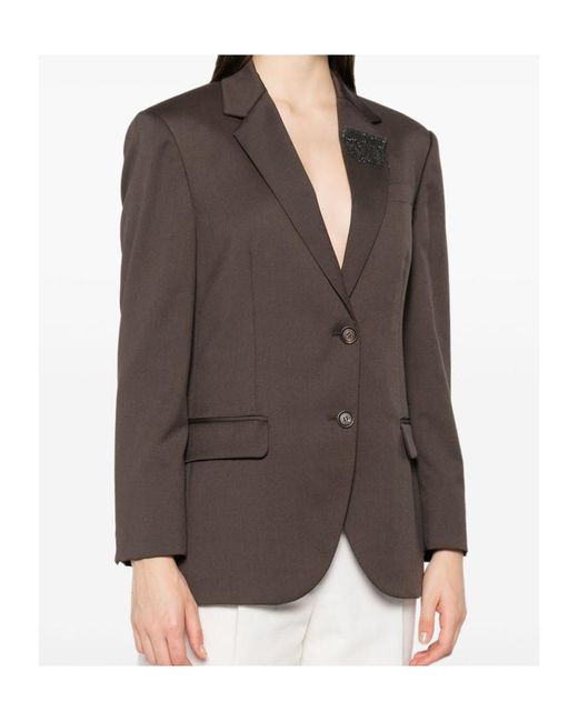Brunello Cucinelli Brown Single-Breasted Blazer