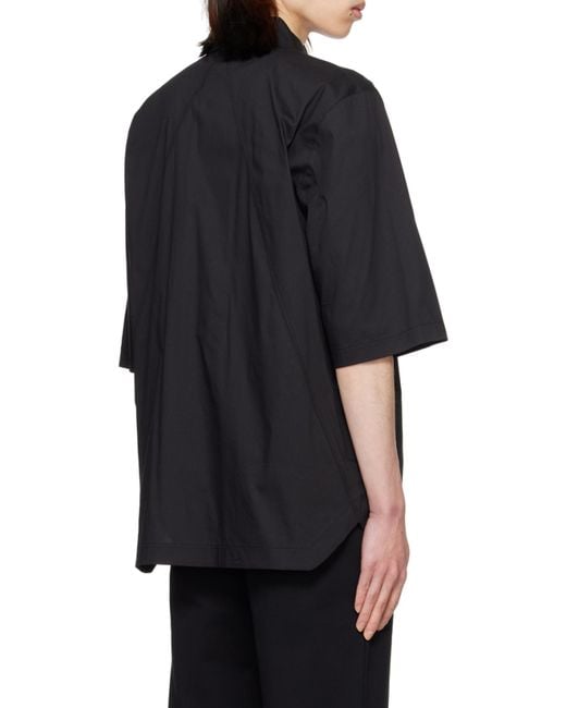 Thom Krom Black Short-Sleeve Poplin Shirt for men