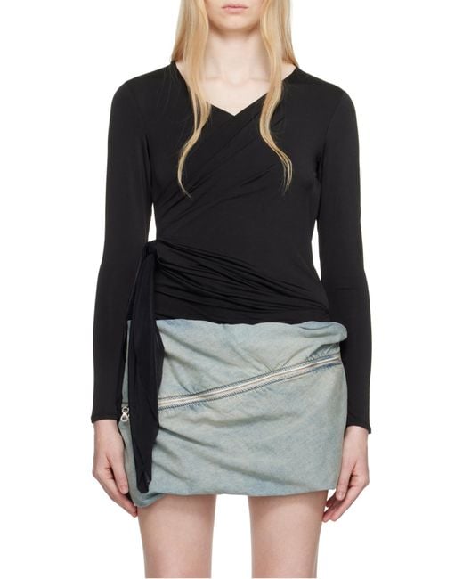 DIESEL Black T-Crissy-Plain Draped Top