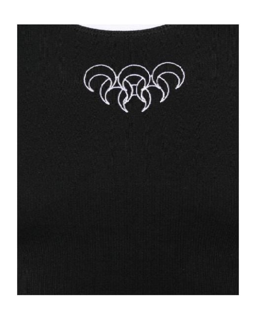 MARINE SERRE Black Logo Embroidered Crewneck T-Shirt