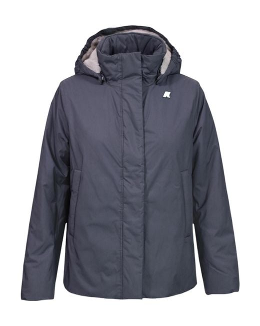 K-Way Blue Long-Sleeve Hooded Padded Jacket