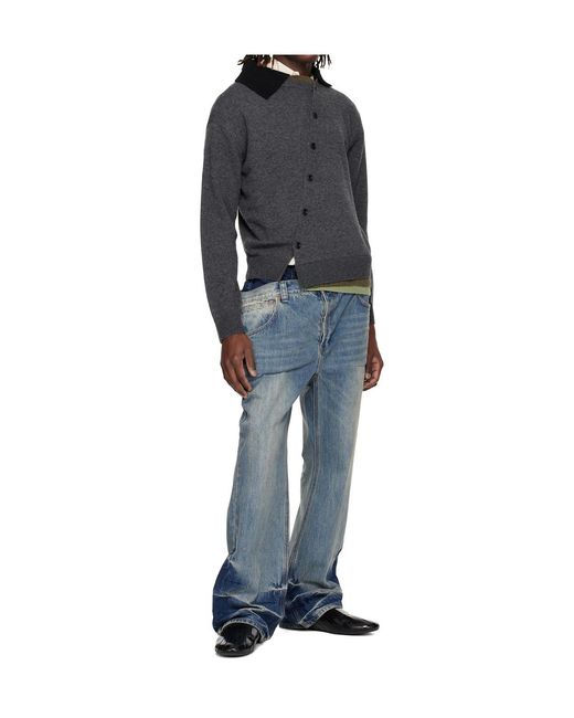 ANDERSSON BELL Gray Layered Collar Cardigan for men