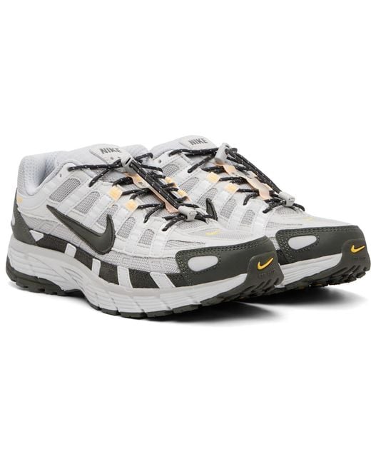 Nike Gray P-6000 Lace-Up Sneakers for men
