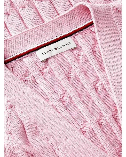 Tommy Hilfiger Pink Cable-Knit Sleeveless Cardigan