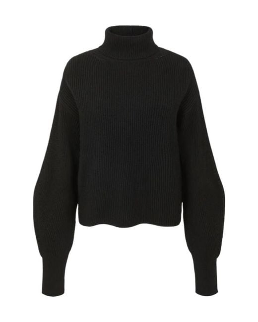 P.A.R.O.S.H. Black High-Neck Ribbed Jumper