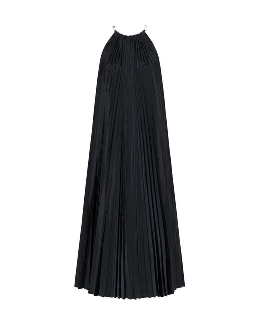 Max Mara Black Sleeveless Plisse-Pleated Taffeta Dress