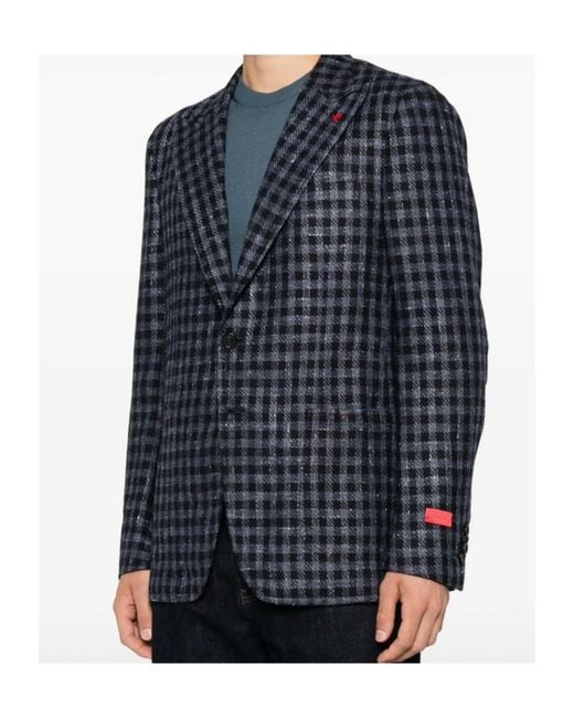Isaia Blue Long-Sleeve Blazer for men