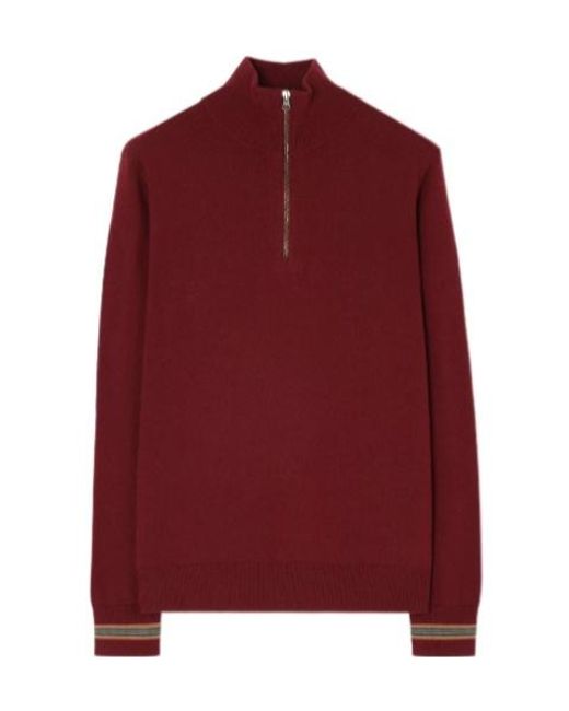Burberry Red Wool Half-Zip Sweater for men