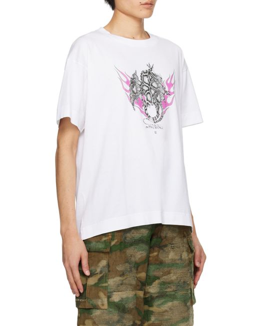 Givenchy White Logo Printed Crewneck T-Shirt for men