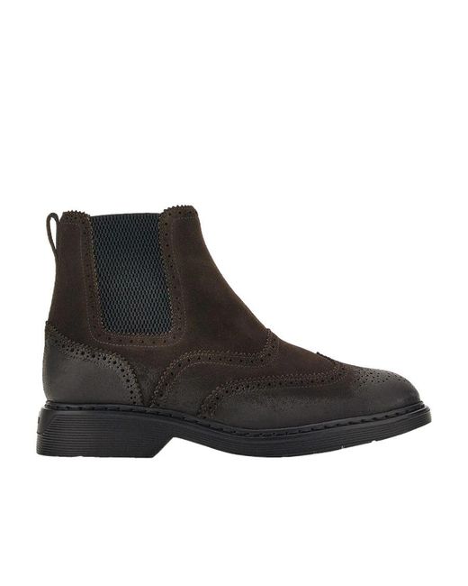 Hogan Black Round-Toe Chelsea Boots for men