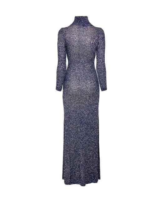 Balenciaga Blue Sequin Knit Maxi Dress