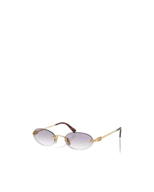 Miu Miu Metallic Eyewear Oval Frame Sunglasses