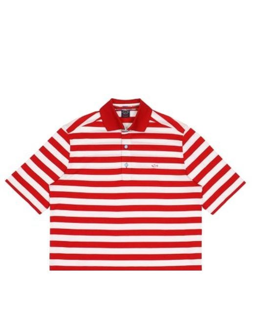 Paul & Shark Red Striped Short-Sleeved Polo Shirt for men