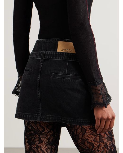 Isabel Marant Black Siyen Belted Zip-Front Denim Skirt