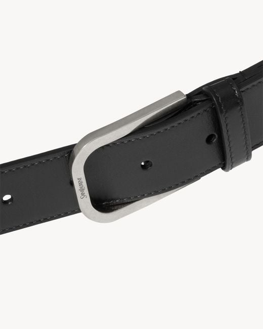 Saint Laurent White Smooth Leather Minimal Belt for men