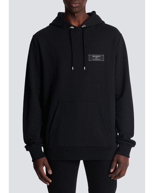 Balmain Blue Iconic Cotton Hoodie for men