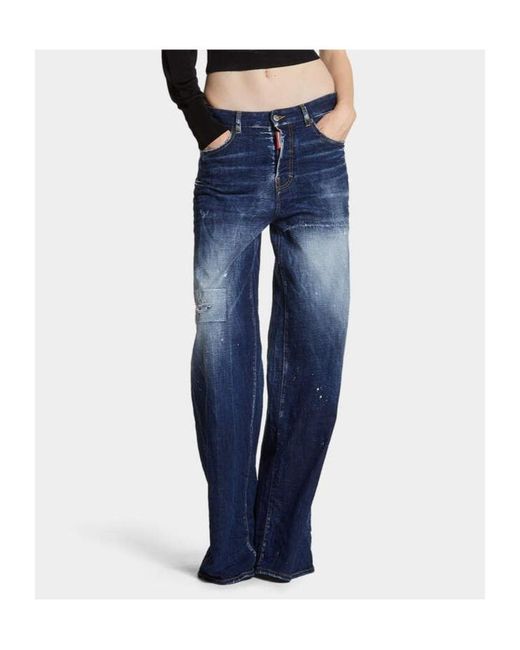 DSquared² Blue Wide Leg Traveller Jeans