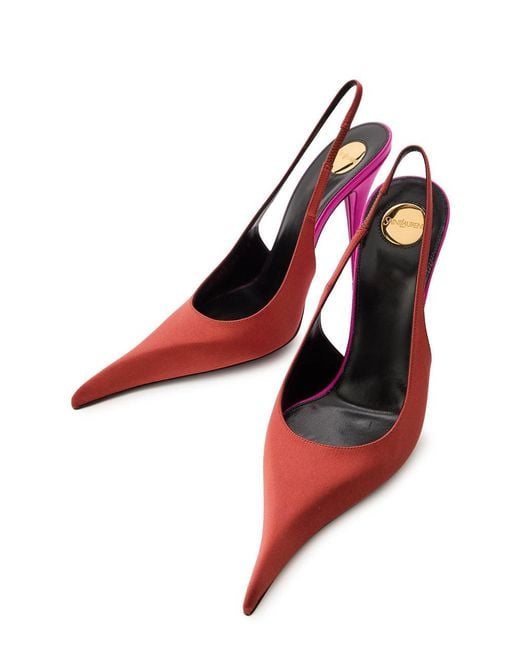 Saint Laurent Pink Deroche 110 Satin Slingback Pumps