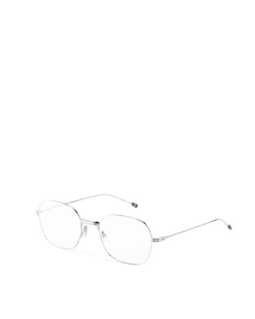 Thom Browne White Geometric Frame Plano Lens