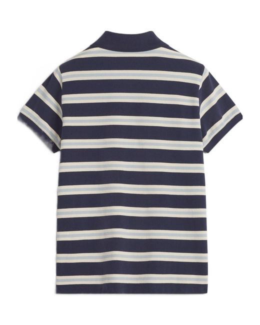 Maison Kitsuné Blue Maison Kitsuné Baby Fox Patch Striped Polo Shirt