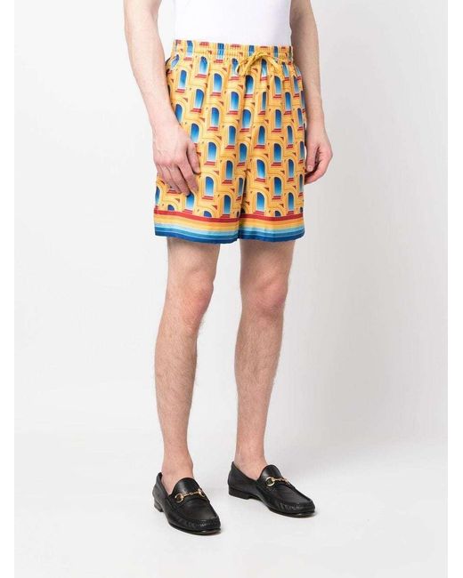 Casablanca Orange Larche De Jour Printed Satin Shorts for men
