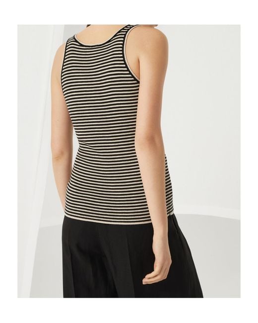 Brunello Cucinelli Black Striped Sleeveless Knitted Top