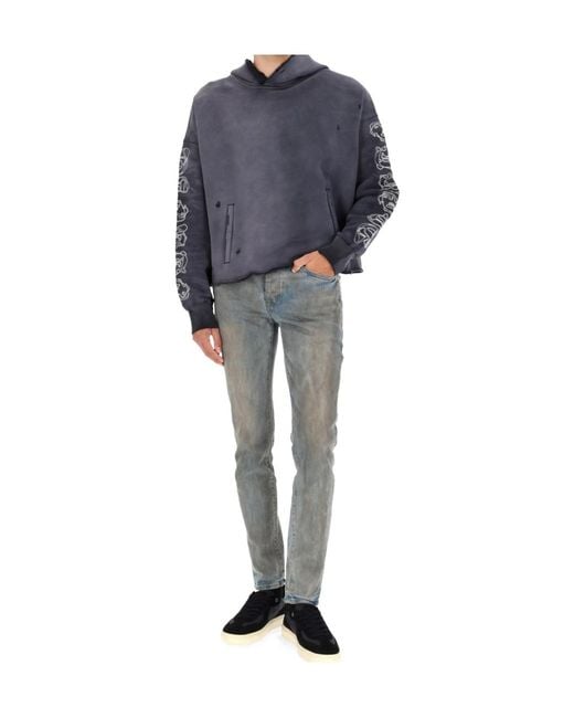 Purple Brand Gray Gothic Outline Hoodie for men