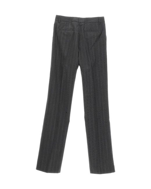 Alessandra Rich Gray Stripe Detailed Tailored Trousers