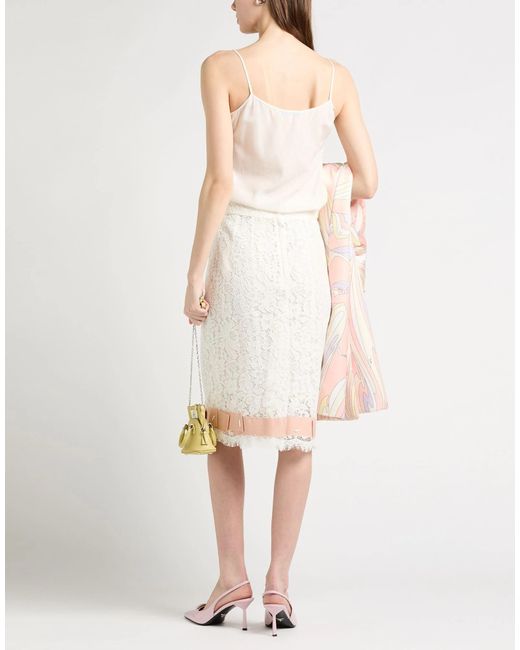 Dolce & Gabbana White Solid Color Lace Pencil Skirt