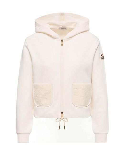 Moncler White Cotton Blend Zip-Up Sweatshirt