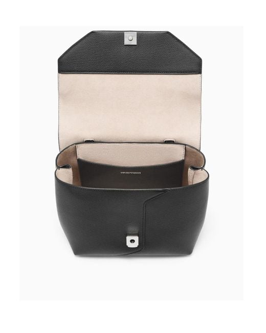 Emporio Armani Black Mini 1981 Leather Tote Bag