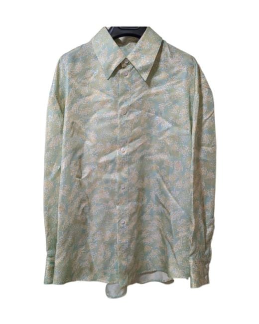 Jil Sander Gray Floral-Print Long-Sleeve Shirt