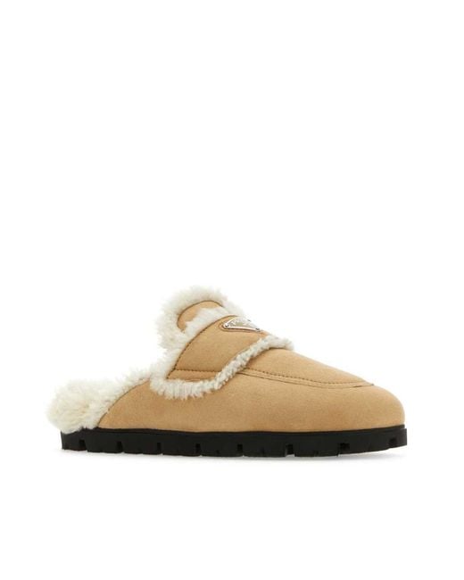 Prada Multicolor Shearling Slippers