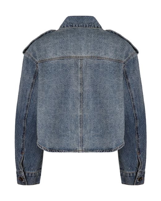 Self-Portrait Blue Embellished Denim Shirt