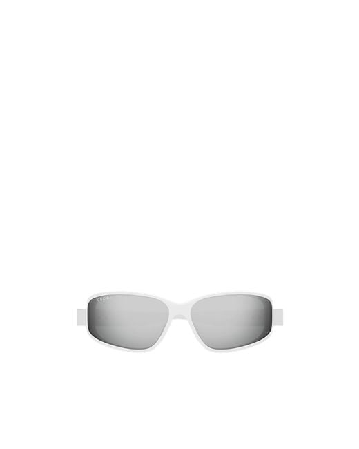 Gucci White Eyewear Geometric Shape Sunglasses